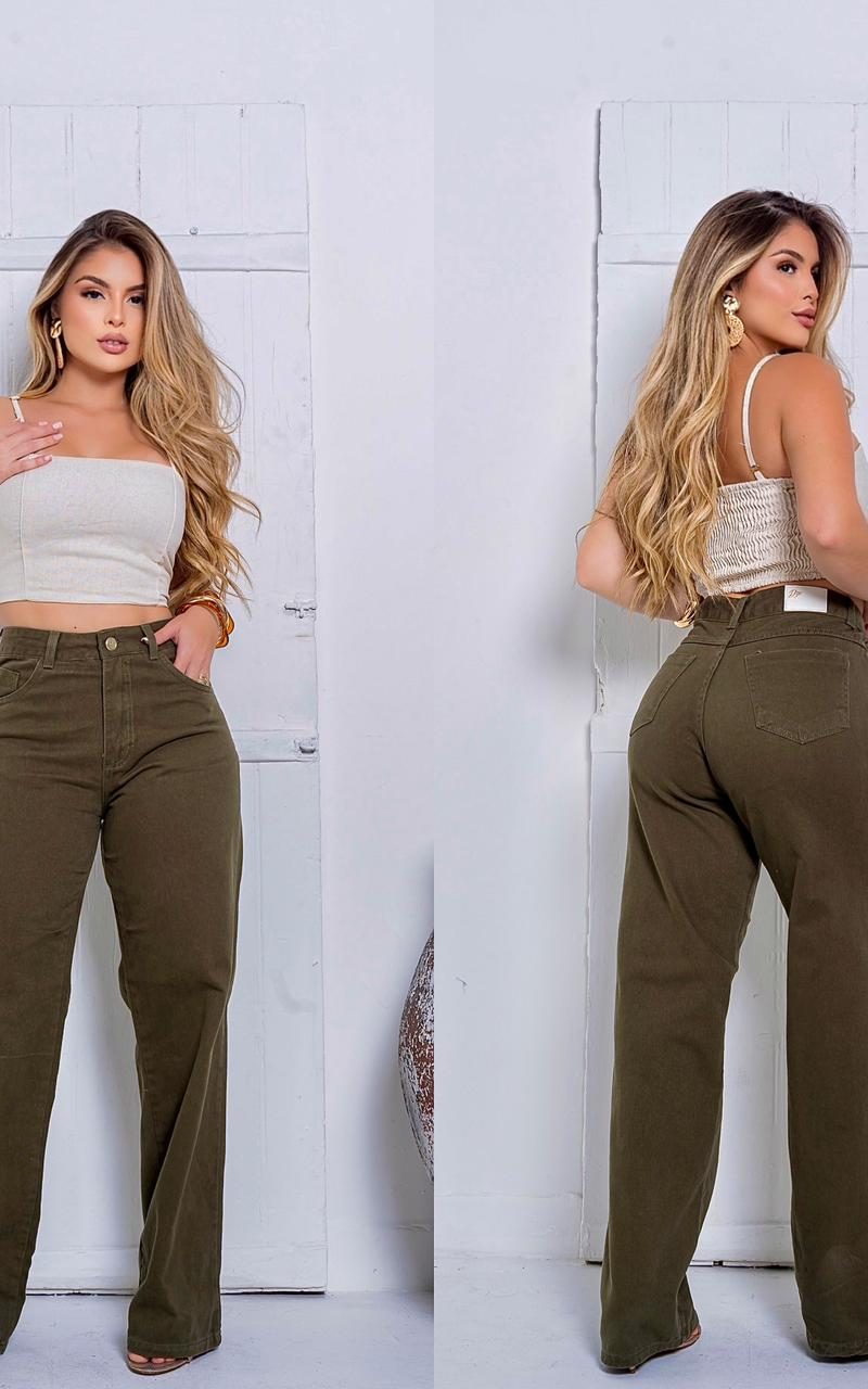 calÇa jeans wild verde militar