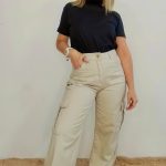 calÇa jeans cargo areia